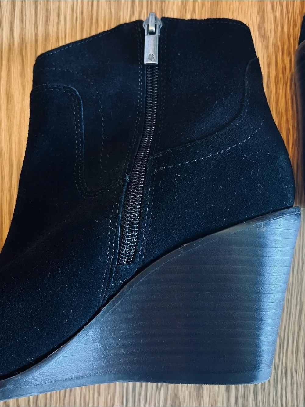 LUCKY BRAND Wadier Black Suede Ankle Wedge Boot Sz 6.5 Like New